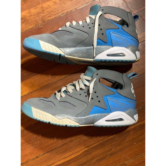 Nike Men's Air Tech Challenge Huarache Gray Blue Basketball Sneakers Size 9.5 - Picture 2 of 7